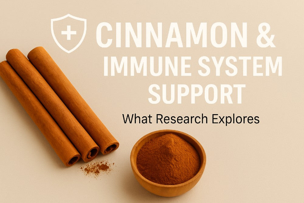 cinnamon sticks and powdered cinnamon with immune research title overlay