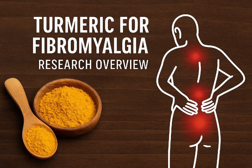 turmeric powder beside an illustration of widespread body discomfort